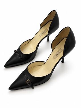 Prada D'Orsay Kitten Heels with Buckle